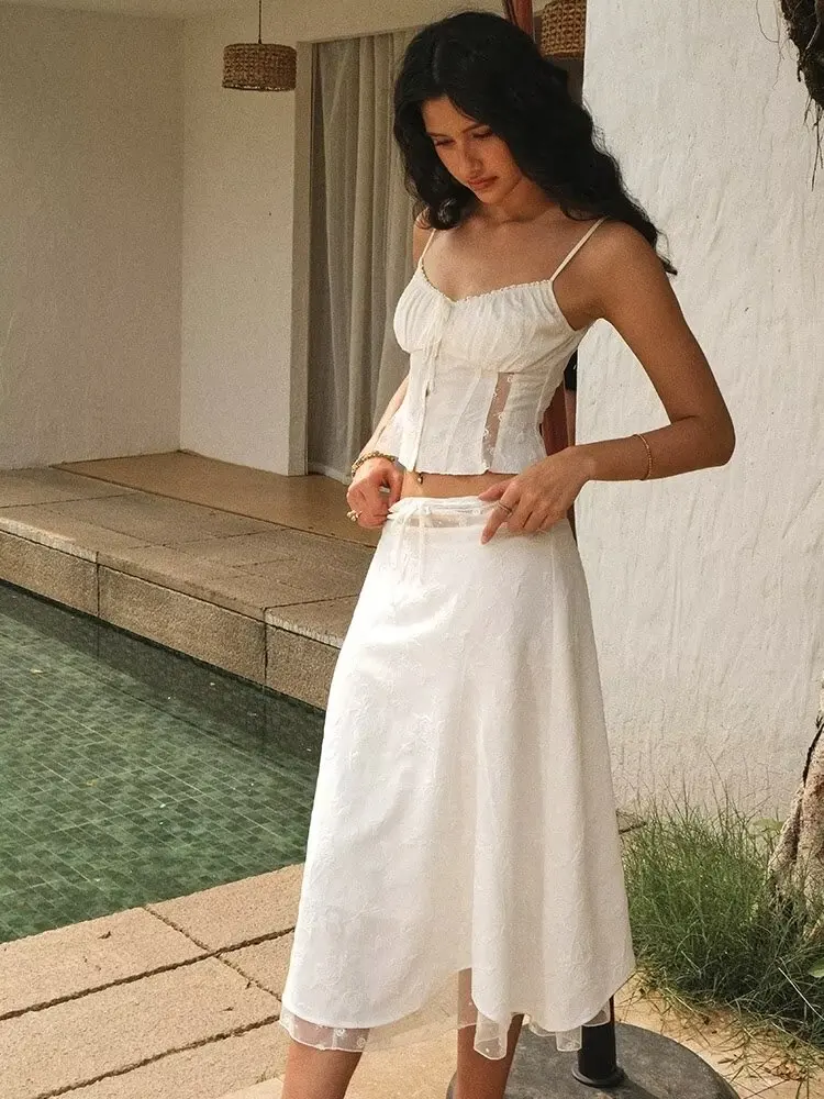 Embroidery White Dress - Chicheca الصيف فستان أبيض مجموعة النساء