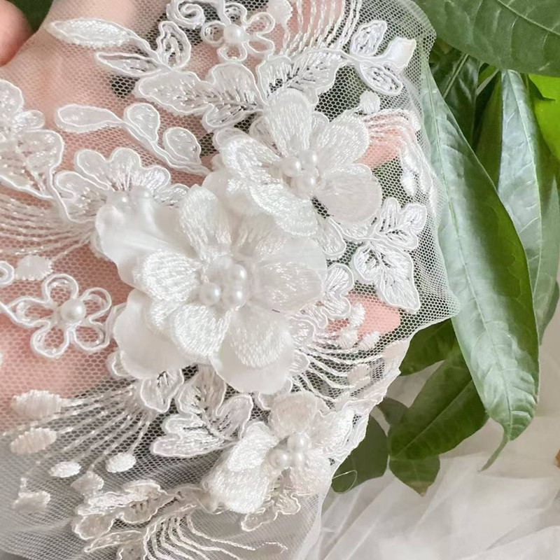 Embroidery White Dress - قطعتان = زوج واحد، دانتيل مطرز