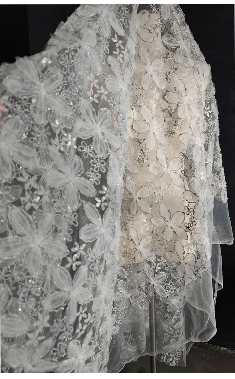 Embroidery Design 3D - 1 ياردة من قماش التطريز بالترتر