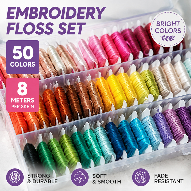 Embroidery Stitches - طقم خيوط تطريز من القطن 100%