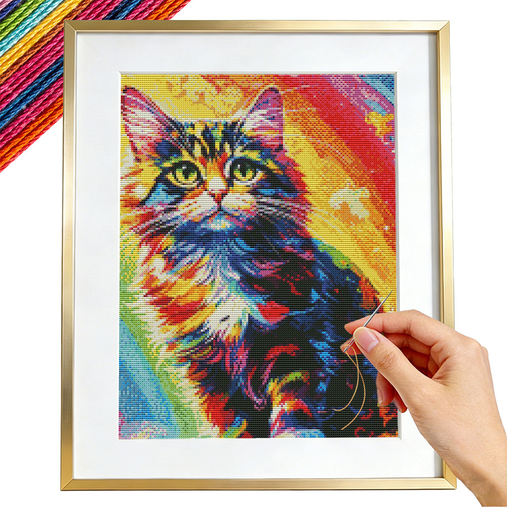 طقم تطريز على شكل قطة ملونة بت - مراجعة Embroidery Guide Paper وسعره