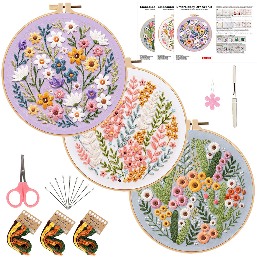 طقم تطريز الزهور للمبتدئين، نم - مراجعة Embroidery Guide Paper وسعره