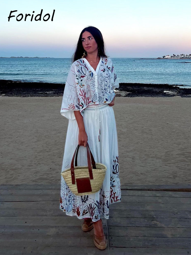 Foridol الكائنات البحرية التطر - مراجعة Embroidery White Dress وسعره
