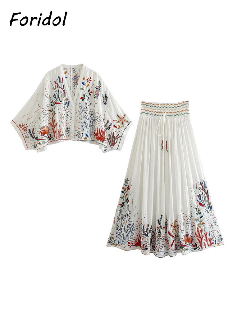 Foridol الكائنات البحرية التطر - مراجعة Embroidery White Dress وسعره