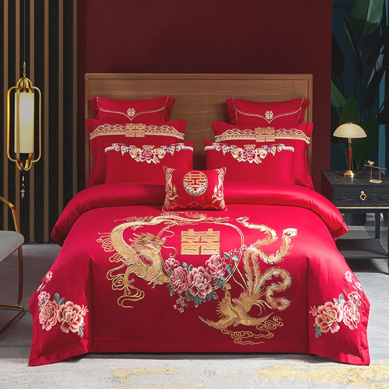 100% طقم سرير قطن فاخر الذهبي  - مراجعة Embroidery Quilt Cover وسعره